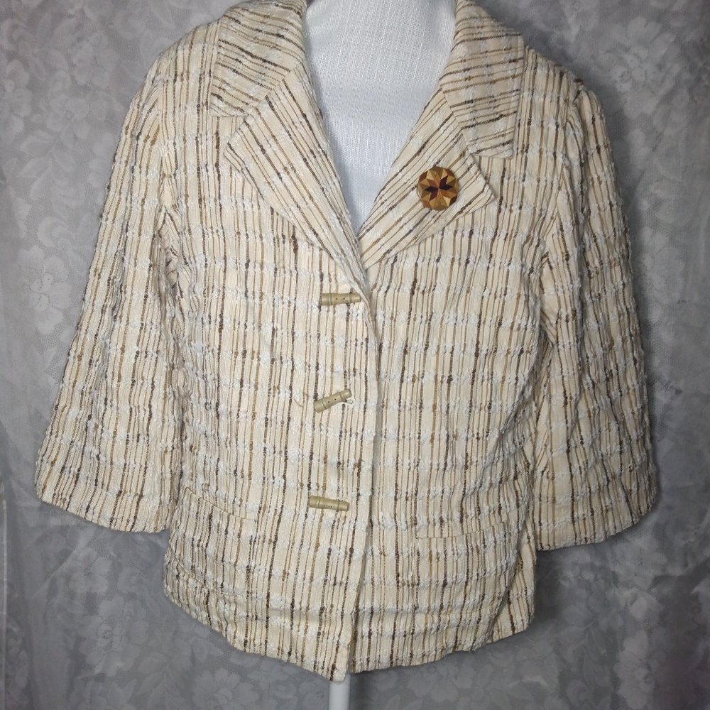 J.Jill Silk Neutral Striped Blazer